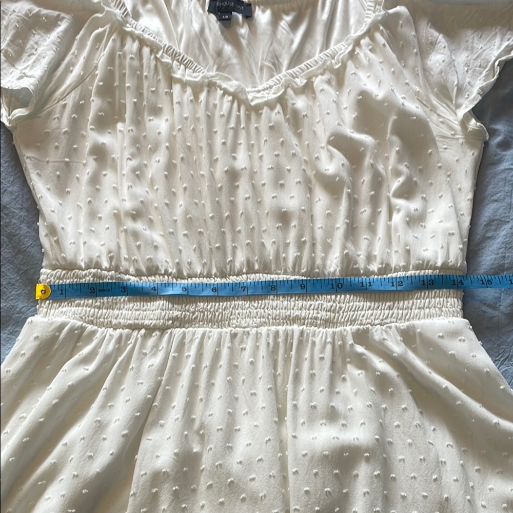 Warehouse One White Ruffled Midi Flutter Sleeve Sundress, size L - Picture 8 of 14
